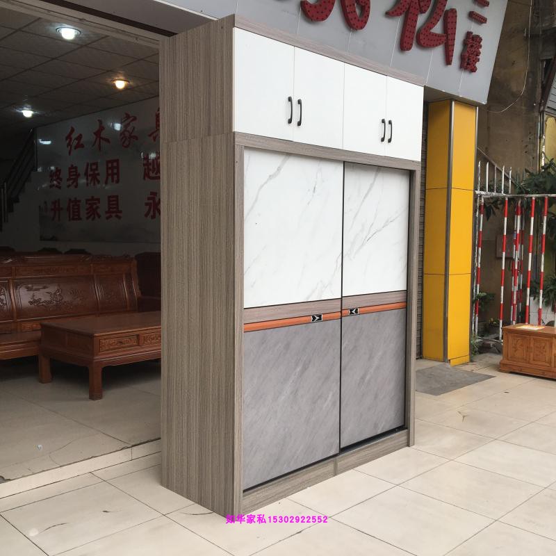 新款四门衣柜新上市1.6米滑门时尚衣柜大心板简约趟门加顶衣柜