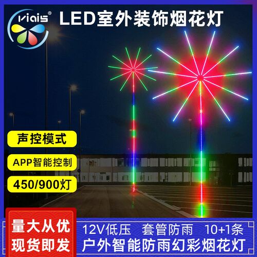 led灯声控流星跑马全彩氛围灯爆炸星空圣诞装饰户外幻彩烟花灯带