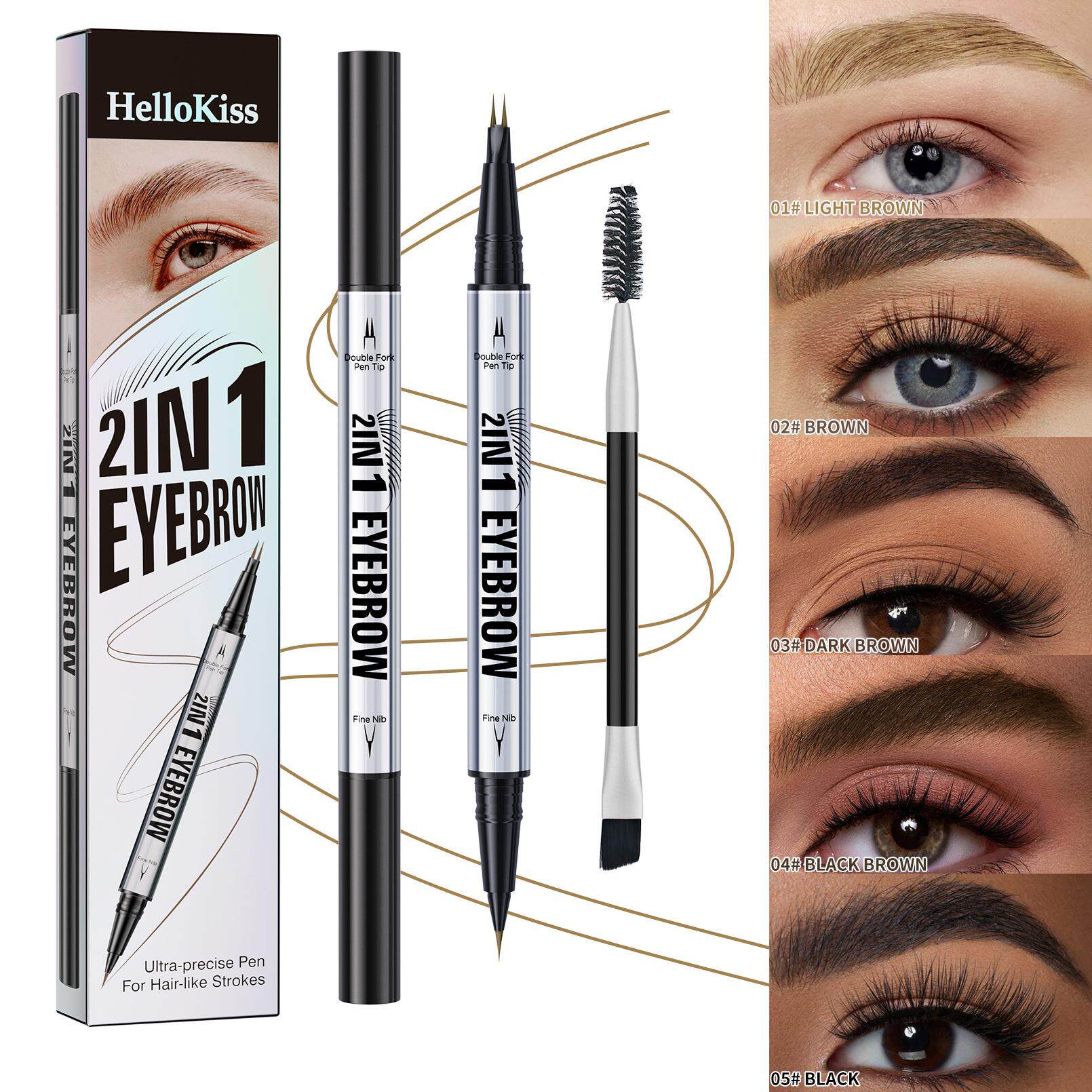 double-headed eyebrow pencil 防水防汗带眉刷液体双头眉笔
