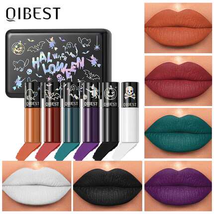 QIBEST Velvet Matte Lip Gloss Set 万圣节吸血鬼哑光唇釉套装