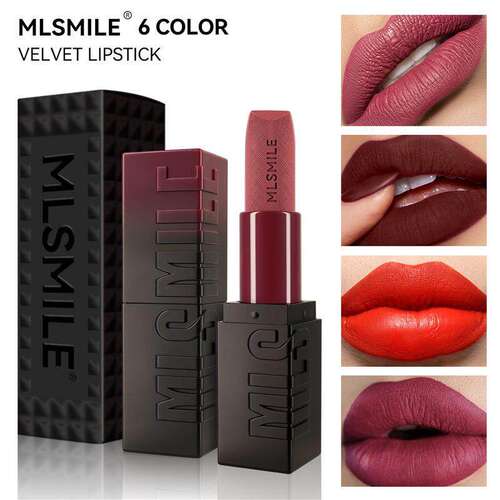 6 Colors Embossed Velvet Matte Lipstick 6 色浮雕丝绒哑光口红