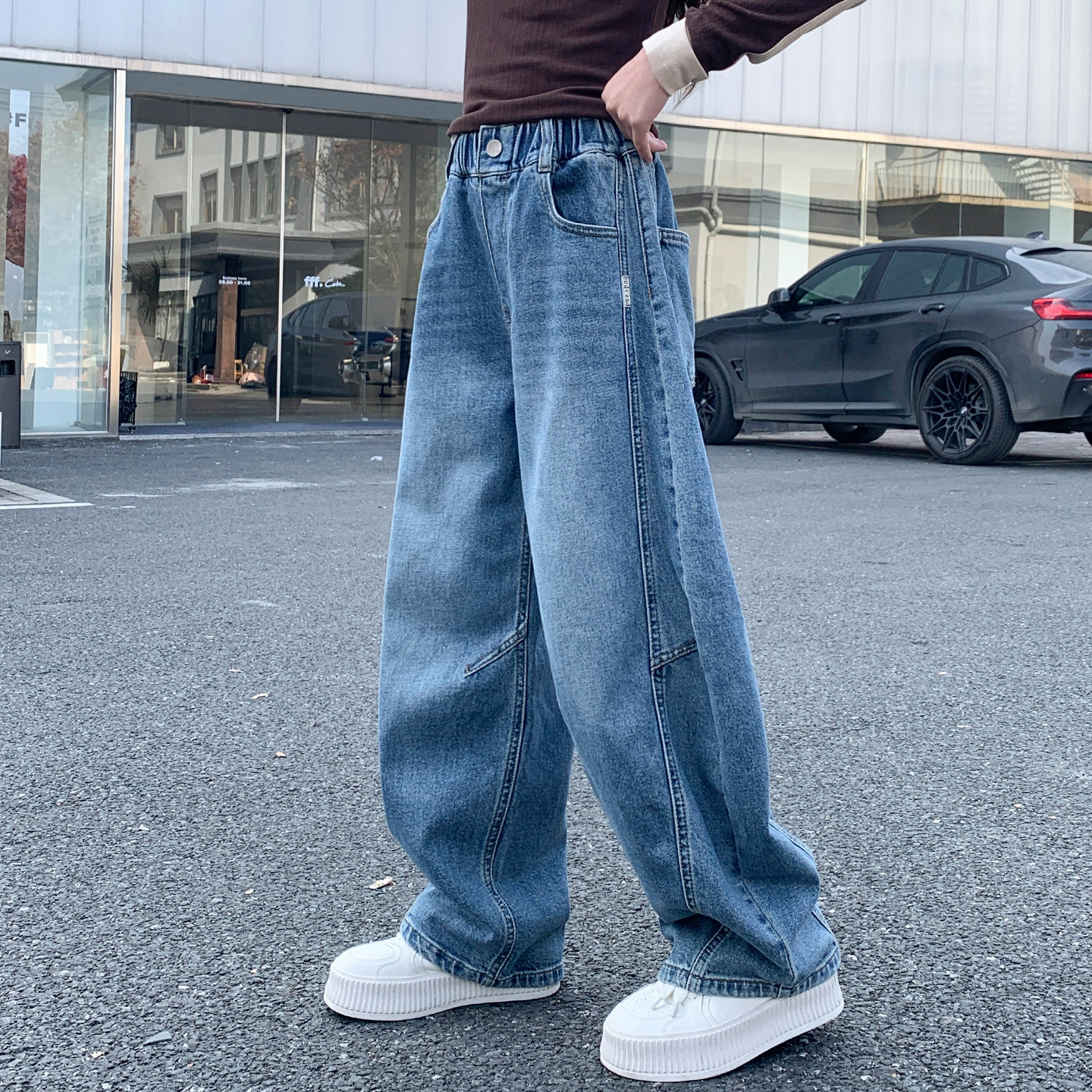 儿童牛仔裤春秋新款洋气女童裤子中大童长裤直筒软窄版初中生休闲