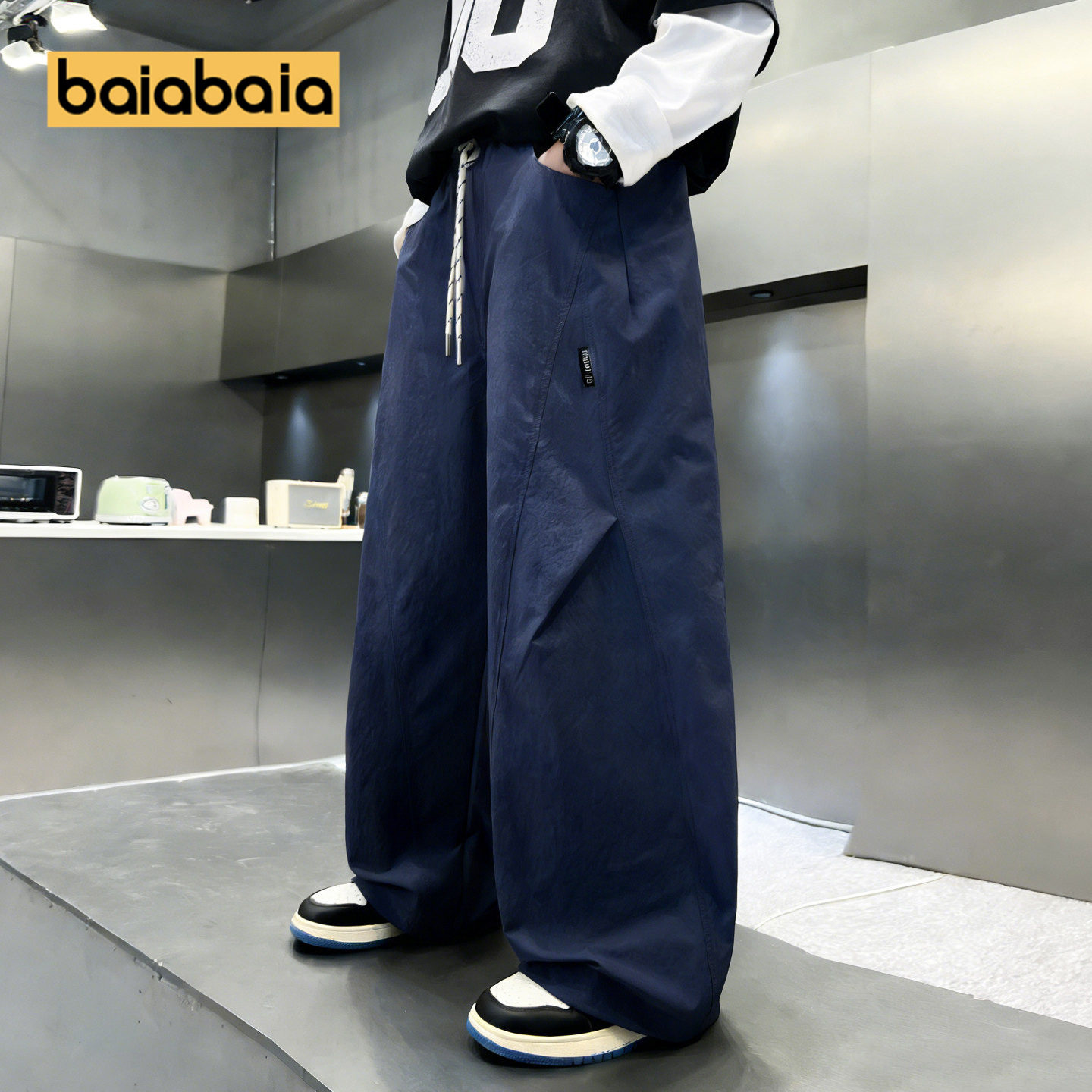 儿童长裤阔腿男童裤子速干春装宽松男孩中大童长裤春秋新款春季薄