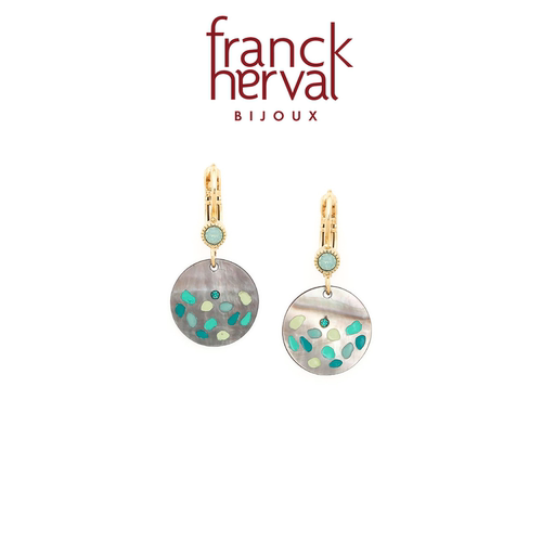 franck herval Yoko系列设计师贝壳拼色耳环女轻奢高级感圆形耳饰