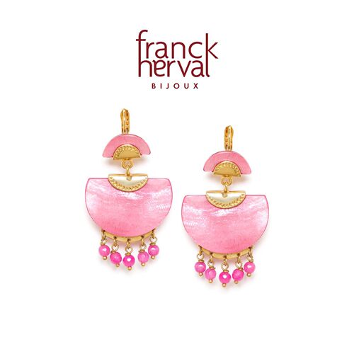 法国品牌Franck Herval蕾娜系列耳钉气质百搭款粉色耳坠独特耳饰
