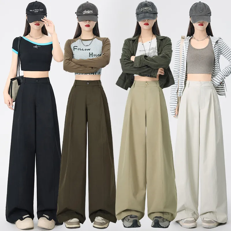 设计感弯刀裤宽松工装弯刀裤女2026早春新款高腰显瘦垂感阔腿裤子