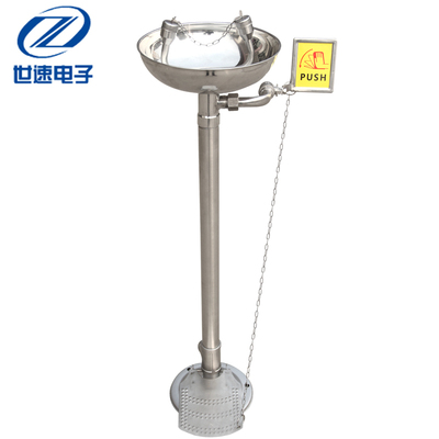 304不锈钢脚踏式洗眼器 安全紧急踏板喷淋立式洗眼器验厂紧急装置