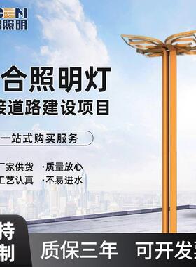 厂家供应城市组合照明灯黄色景观路灯LED灯6米8米可定 制