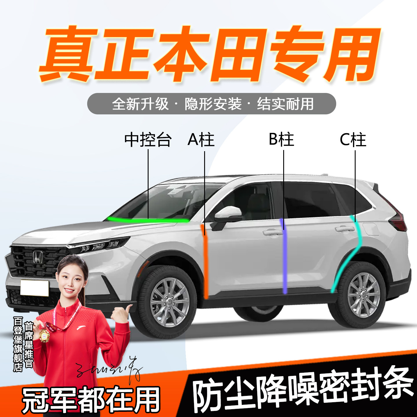 本田CRV皓影八九十一代思域雅阁XRV型格专用密封条隔音BC柱仪表台