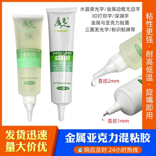广告人牌101小嘴金属胶强力胶管装更方便1.0 2.0口径亚克力混粘胶