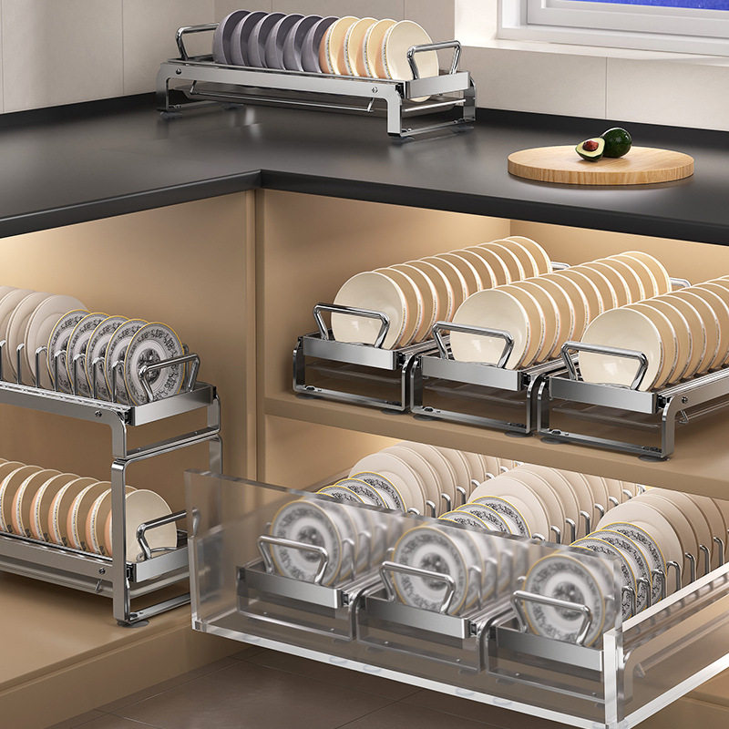 「次日达」碗碟收纳架厨房橱柜拉篮抽屉抽拉式碗架碗盘子不锈钢沥,厨房/烹饪用具,碗架,淘宝优惠券,粉丝福利购,淘宝优惠卷