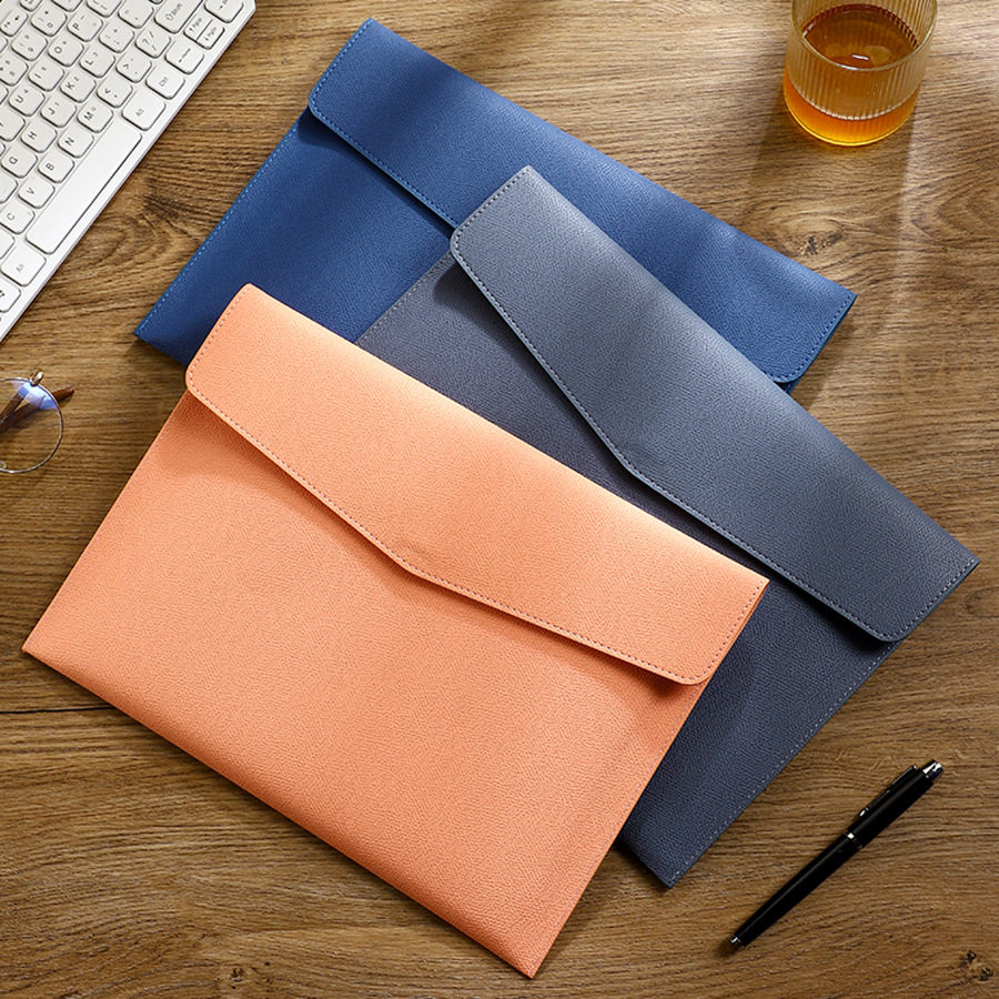 【次日达】皮质文件袋手拿包A4办公资料收纳档案袋防水文件夹按扣款