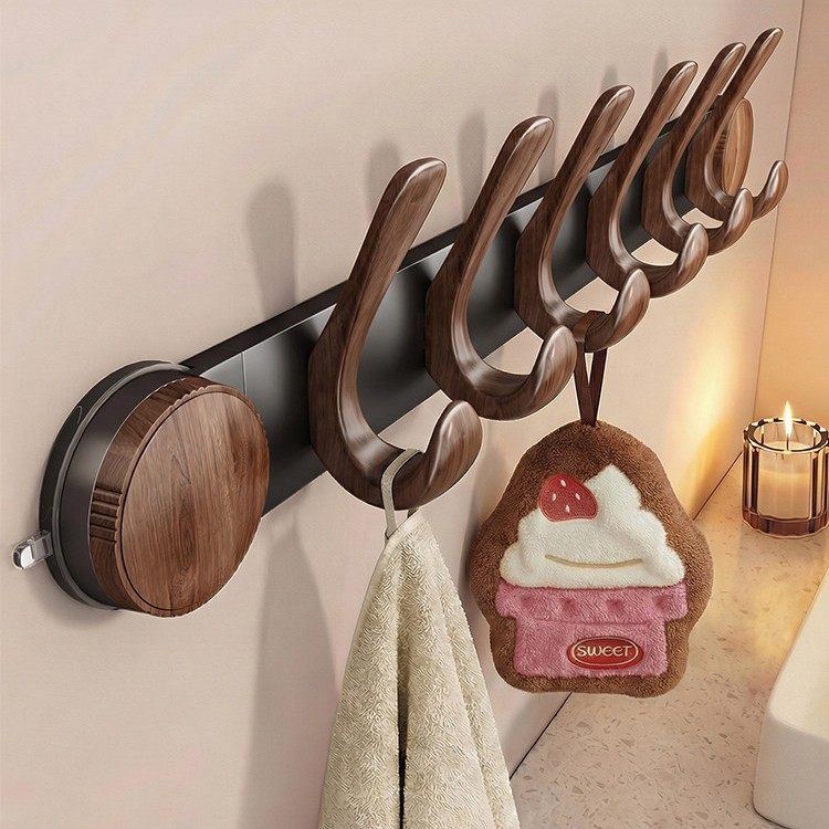 「次日达」胡桃木吸盘门后挂钩挂衣架免打孔墙上壁挂入户门置物架,收纳整理,挂门置物架,淘宝优惠券,粉丝福利购,淘宝优惠卷