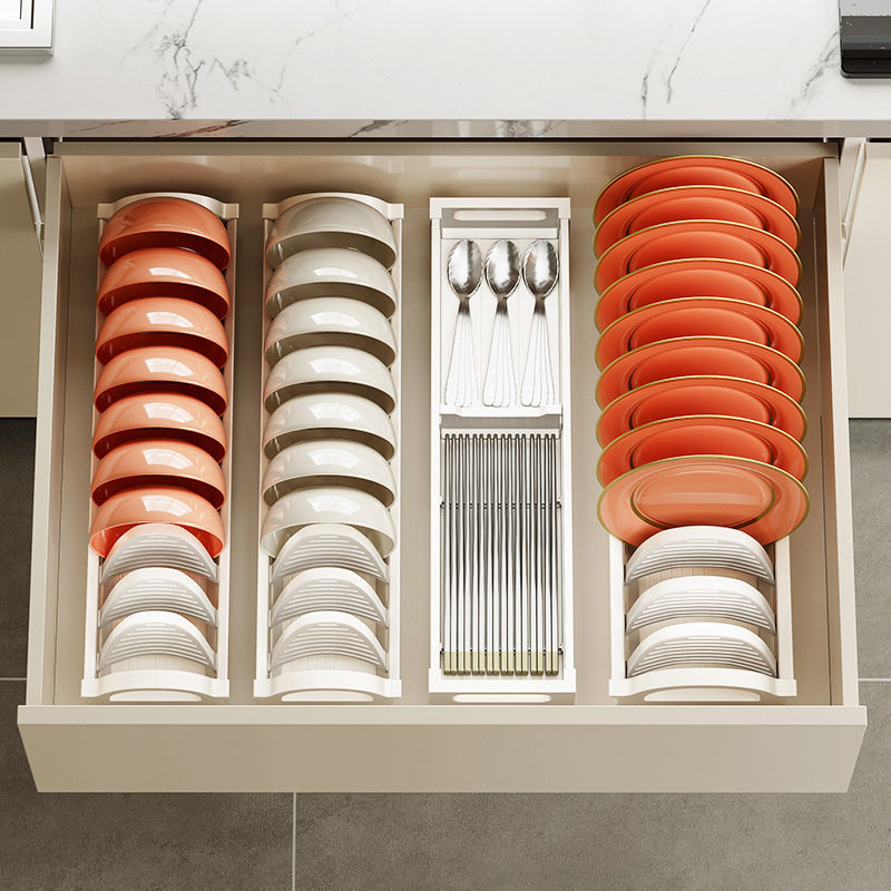 「次日达」碗碟收纳架厨房橱柜抽屉碗柜内置拉篮盘子筷勺碗盘架置,厨房/烹饪用具,碗架,淘宝优惠券,粉丝福利购,淘宝优惠卷