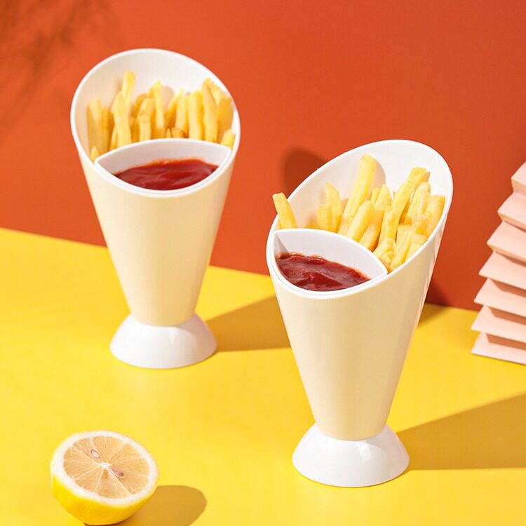 「次日达」创意薯条杯带蘸料容器鸡蛋仔蔬菜沙拉随手杯塑料休闲食