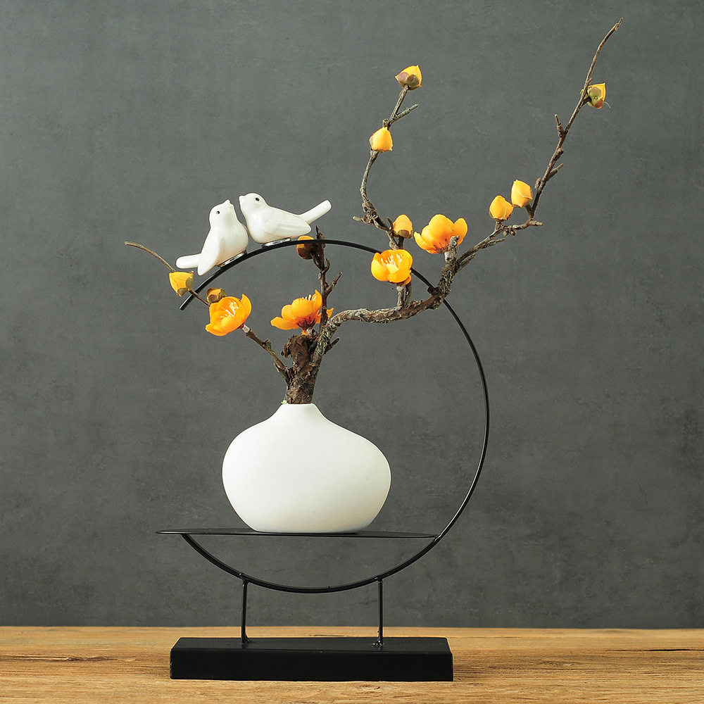 「次日达」工厂直销禅意铁框花瓶家居装饰地摊货源新中式书房玄关