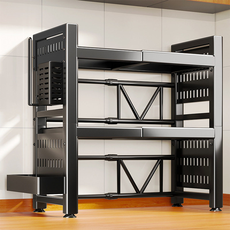 「次日达」厨房置物架单层台面分层多功能家用可调节烤箱微波炉架