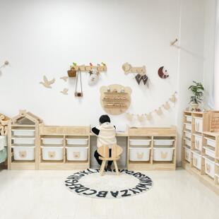 玩具收纳架儿童房分类宝宝整理柜客厅落地置物架大容量实木储物柜