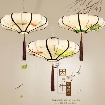 中式仿古灯笼古典手绘画水墨画灯笼酒店餐厅茶楼会所布艺装饰吊灯,家装灯饰光源,智能吊灯,淘宝优惠券,粉丝福利购,淘宝优惠卷