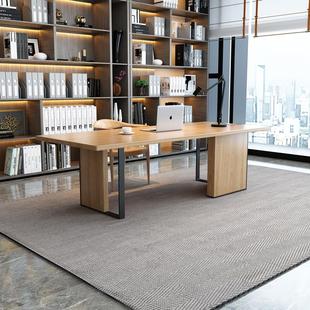 现代简约工业风实木电脑办公桌公司经理大板桌设计师家用创意台桌