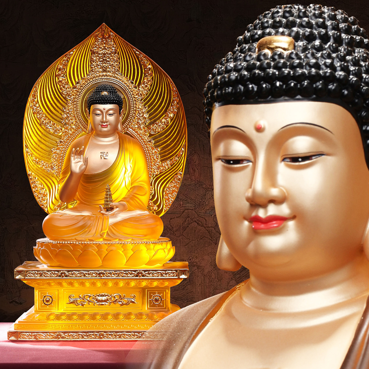 琉璃药师佛佛像日光月光菩萨像居家供奉神像药师如来东方三圣摆件