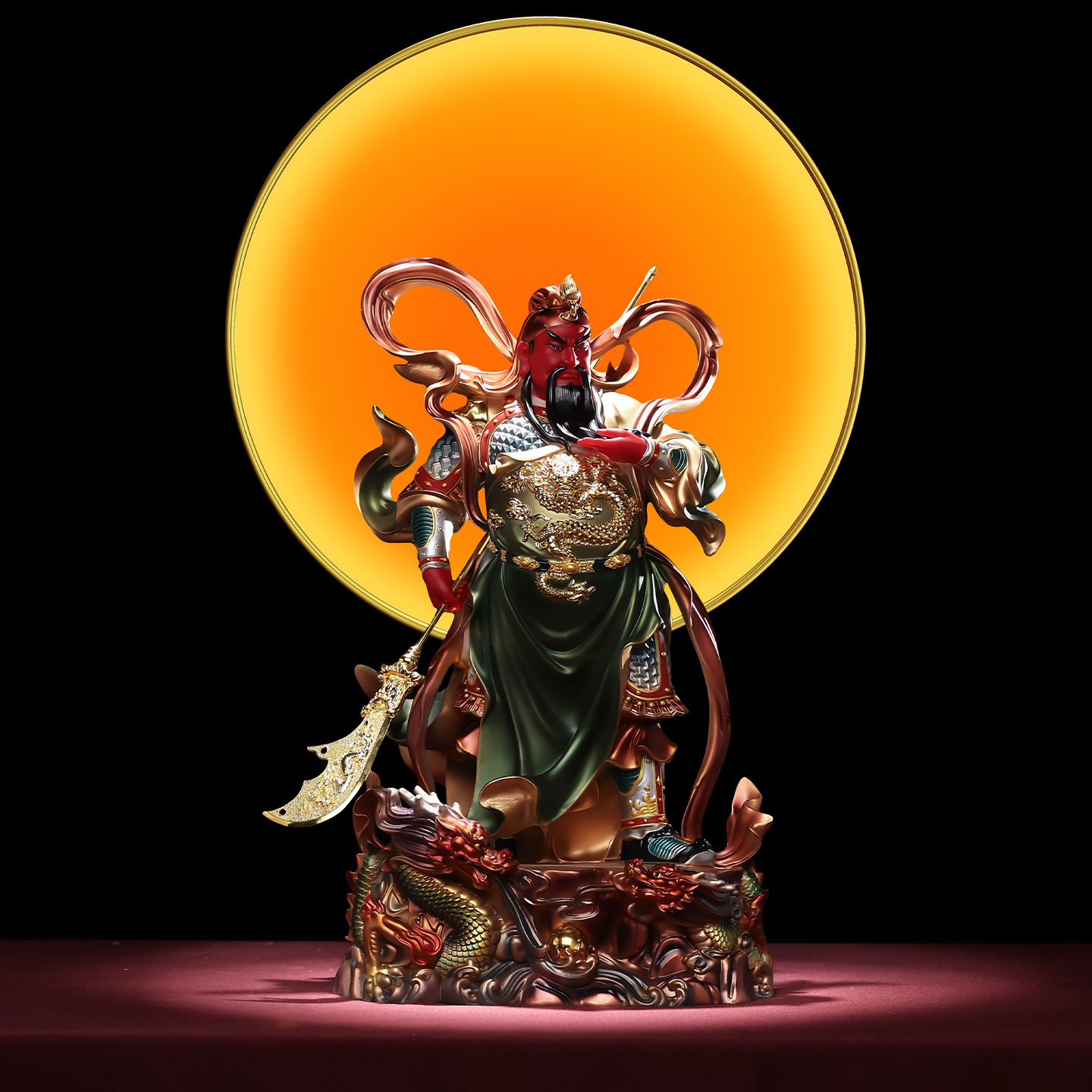 翡铜彩伽蓝韦陀菩萨财神关公韦驮佛像左右护法神家用供奉佛像摆件