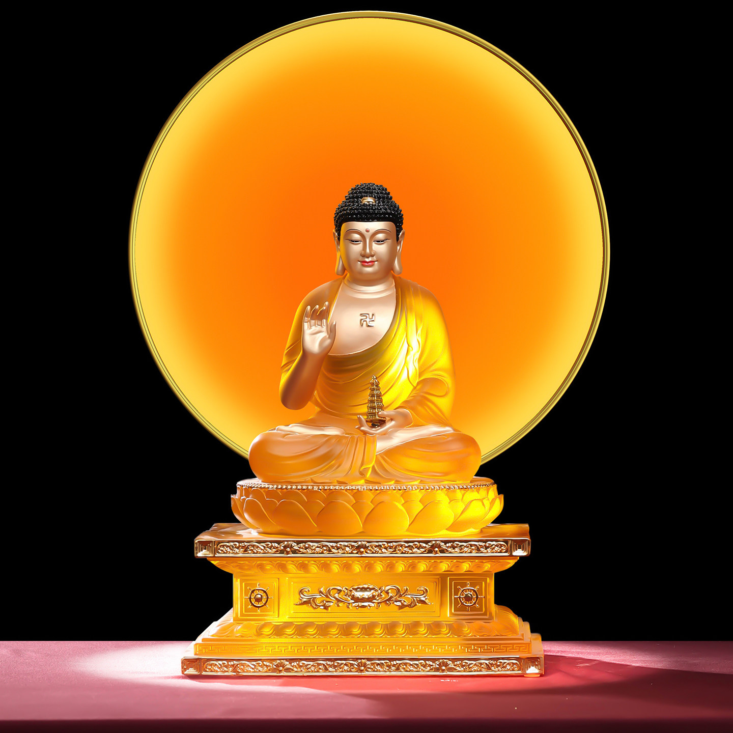 琉璃药师佛像居家佛堂药师佛东方三圣神像供奉摆件琉璃光如来佛祖