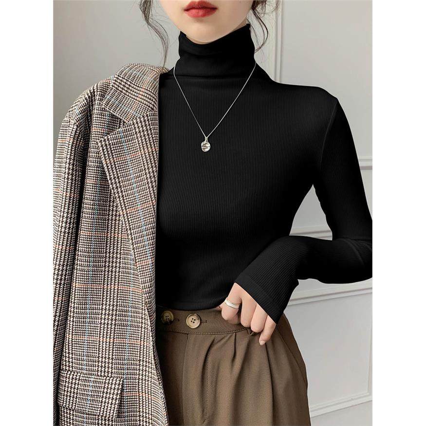 黑色高领打底衫女内搭秋冬加绒堆领上衣磨毛长袖T恤2025新款显瘦,女装/女士精品,T恤,淘宝优惠券,粉丝福利购,淘宝优惠卷