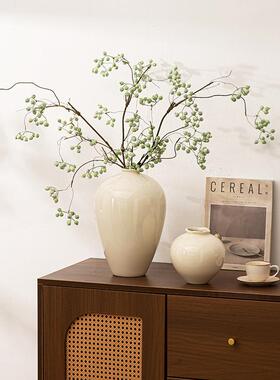 新中式白色花瓶酒店民宿大号月亮罐侘寂风高级感摆件装饰禅意花器