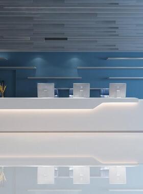 公司前台接待台白色烤漆办公前台桌美容院吧台收银台咨询服务柜台