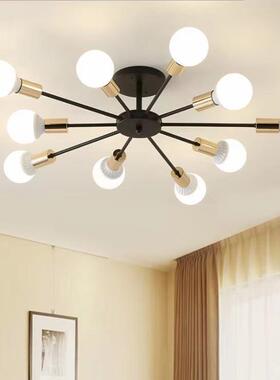 现代简约北欧餐厅客厅卧室酒店客房黑白色创意枝形LED灯泡吸顶灯