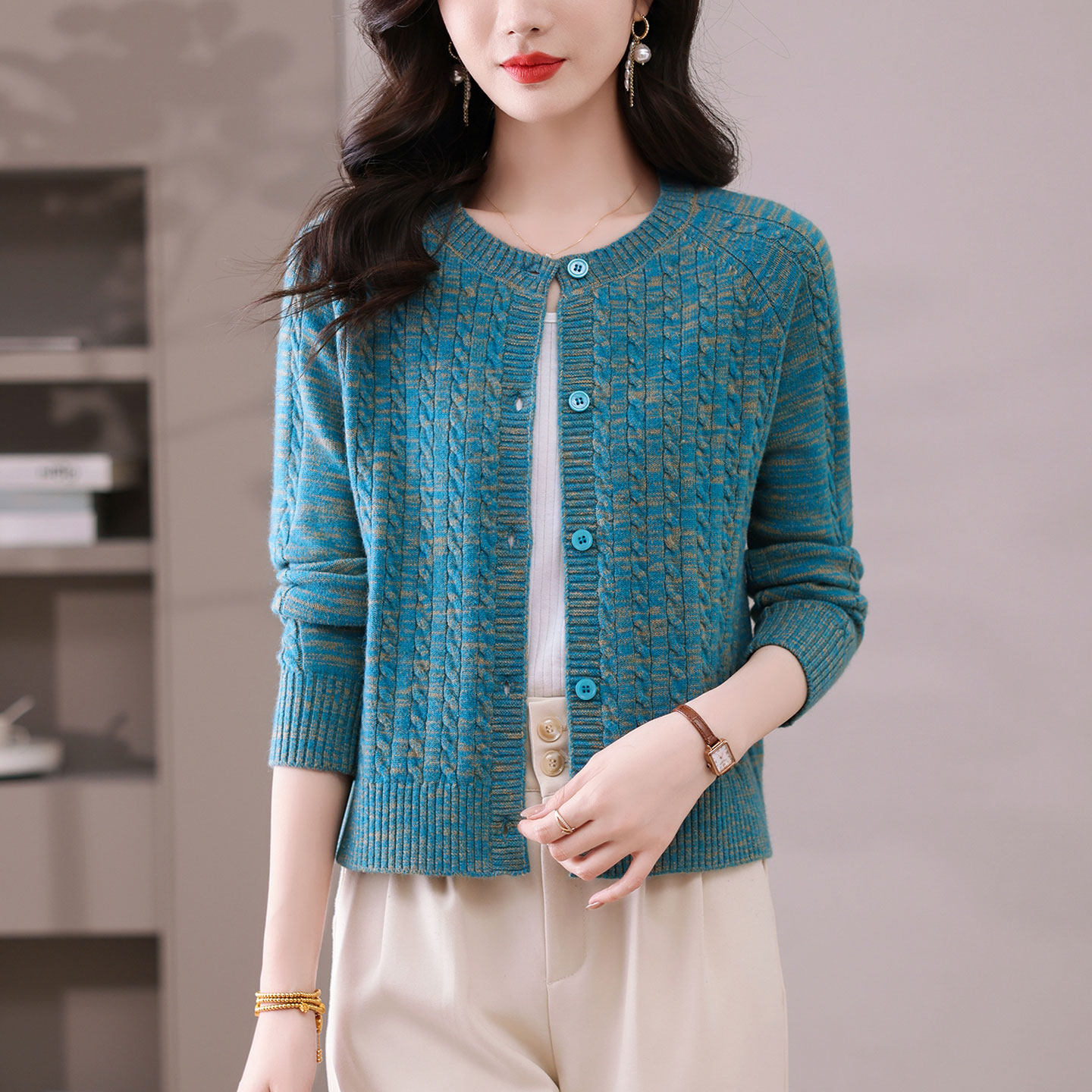 圆领羊毛针织开衫外套女,女装/女士精品,毛衣,淘宝优惠券,粉丝福利购,淘宝优惠卷