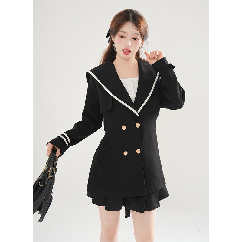 秋装新款法式赫本复古英伦风设计感海军领撞色双排扣风衣宽松外套,女装/女士精品,风衣,淘宝优惠券,粉丝福利购,淘宝优惠卷