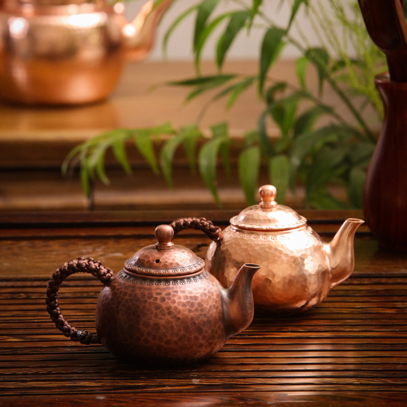 铜茶壶纯紫铜复古泡茶壶过滤手工加厚迷你功夫茶铜壶把玩紫铜壶