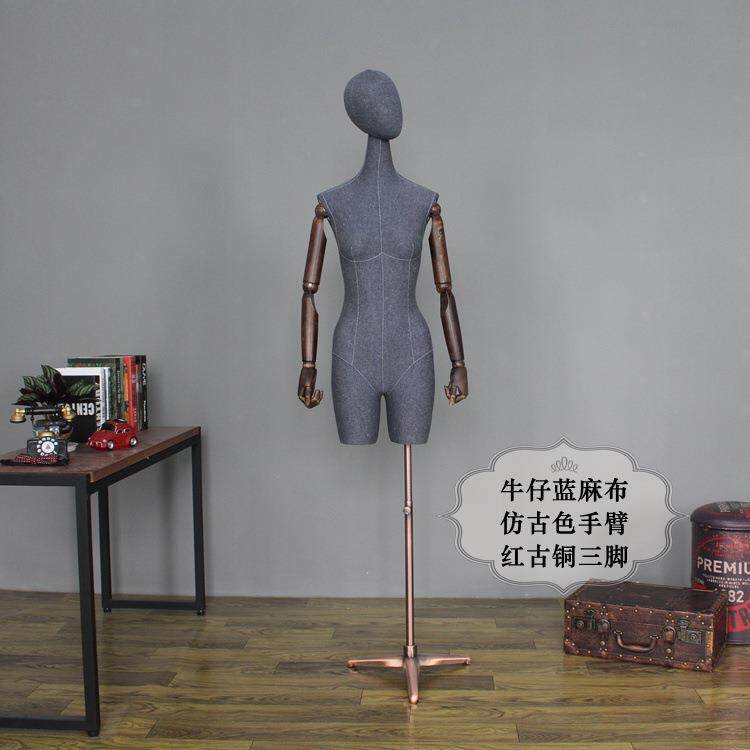 女模特道具360度转动脑袋假人橱窗展示半身服装道具