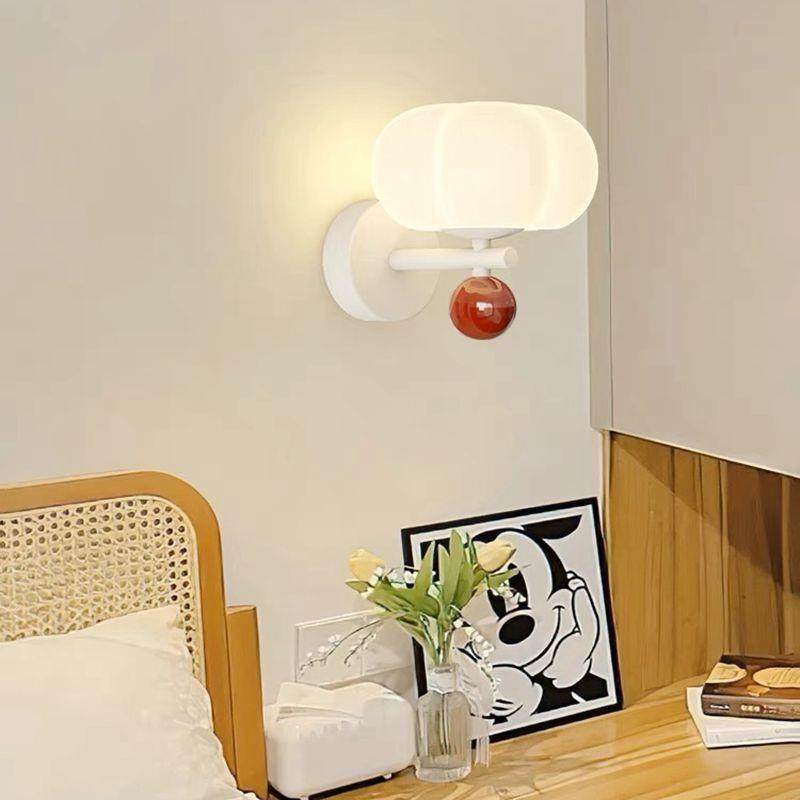 奶油风卧室床头灯壁灯北欧温馨南瓜儿童房灯客厅电视背景墙小吊灯,家装灯饰光源,壁灯,淘宝优惠券,粉丝福利购,淘宝优惠卷