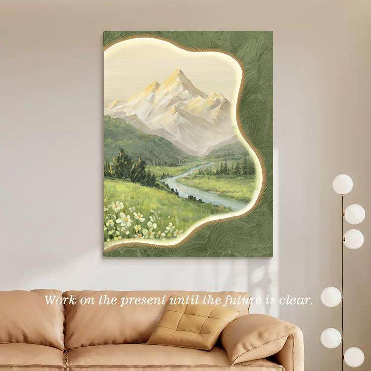 日照金山玄关装饰画砂岩肌理山水风景客厅背景墙挂画高级感壁灯画,家居饰品,现代装饰画,淘宝优惠券,粉丝福利购,淘宝优惠卷