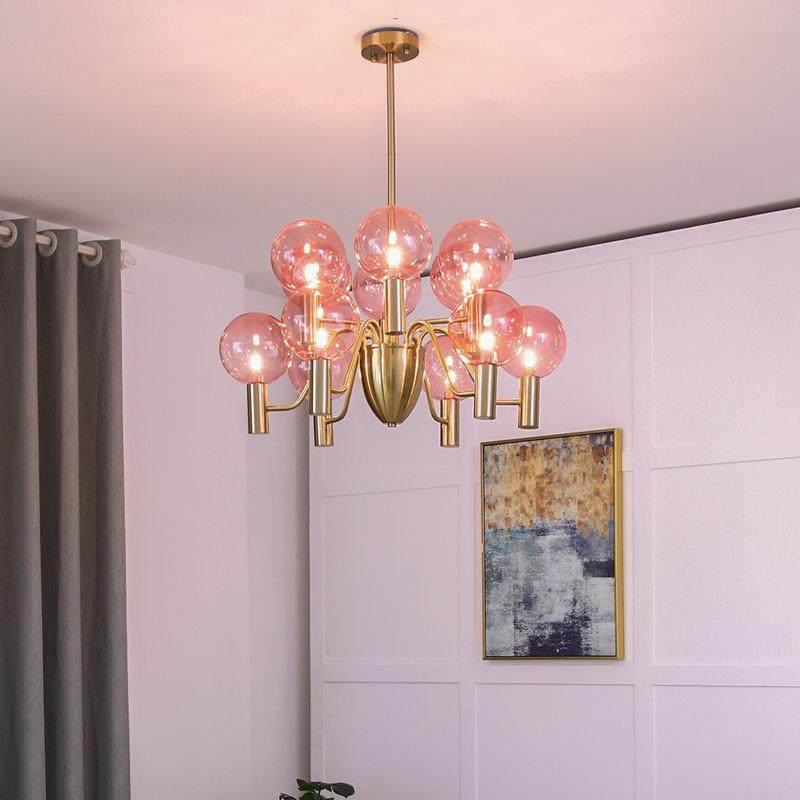 北欧卧室儿童房粉色玻璃灯罩吊灯创意极简客厅服装店室内书房灯具,家装灯饰光源,智能吊灯,淘宝优惠券,粉丝福利购,淘宝优惠卷