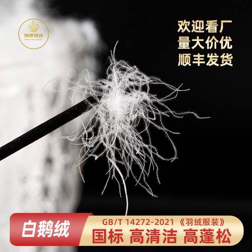 90白鹅绒羽绒水洗高蓬松服装标填充物大朵高清洁厂家直销鹅绒