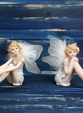 厂家直销白色豆蔻花仙子少女天使树脂摆件创意手工艺家居汽车饰品