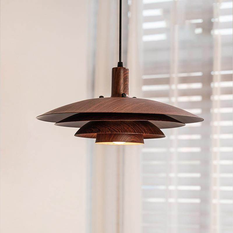 侘寂风复古餐厅吊灯胡桃木色中古餐桌吧台灯创意飞碟民宿卧室灯,家装灯饰光源,智能吊灯,淘宝优惠券,粉丝福利购,淘宝优惠卷