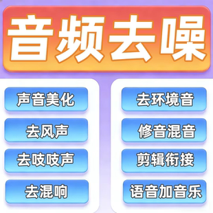 音频视频录音消音去人声去杂音监控降噪修复处理背景音乐提升音质