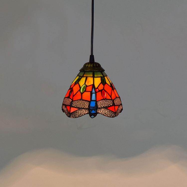 15CM欧琈蒂凡尼彩色玻璃客厅餐厅酒吧过道走廊阳台小吊灯红色蜻蜓,家装灯饰光源,智能吊灯,淘宝优惠券,粉丝福利购,淘宝优惠卷