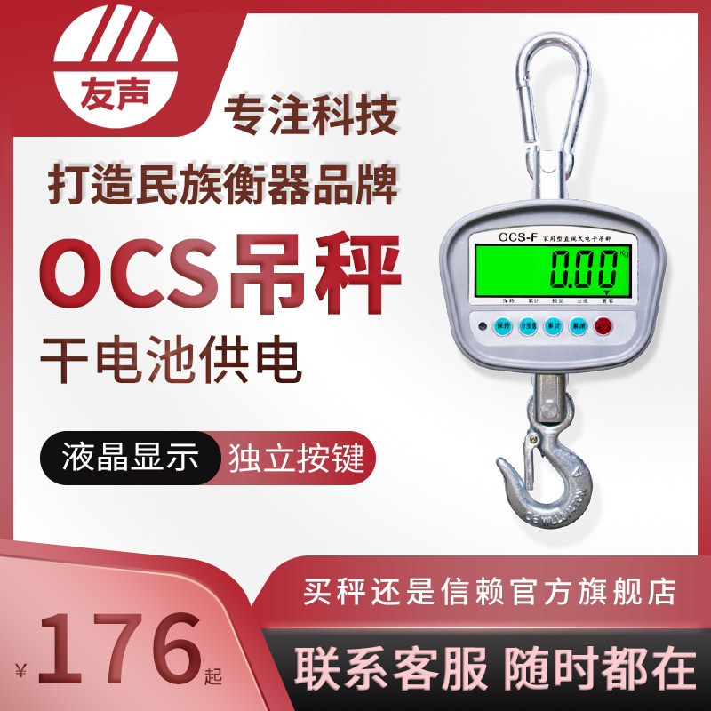 友声100 200 300 500kg公斤1t 吨吊秤电子吊钩秤吊磅挂钩称家用
