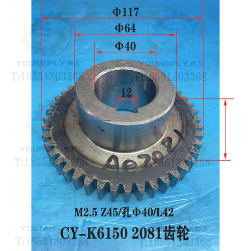 云南CK-Y6150数控车床原装磨齿主轴箱2.5模45齿内孔40 2081齿轮