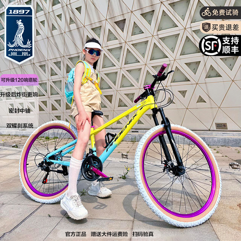 凤凰铝合金双碟刹变速山地车图片