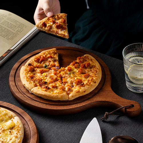 木质披萨盘托盘底托实木比萨饼盘子西餐810寸pizza木板托牛排餐具