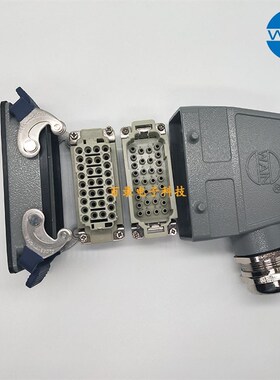 WAIN唯恩重载连接器32针双扣开孔底座上壳加高侧出HEE-032M/F哈丁