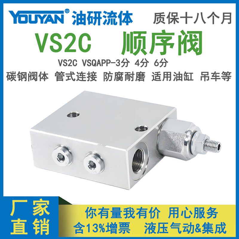 液压VS2C1/2直动式顺序阀3/8可调VSQAPP1/2机械3/4 3分4吊车6油缸