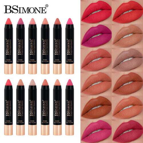 12 Colors Matte Crayon Lipstick 防水持色唇线笔